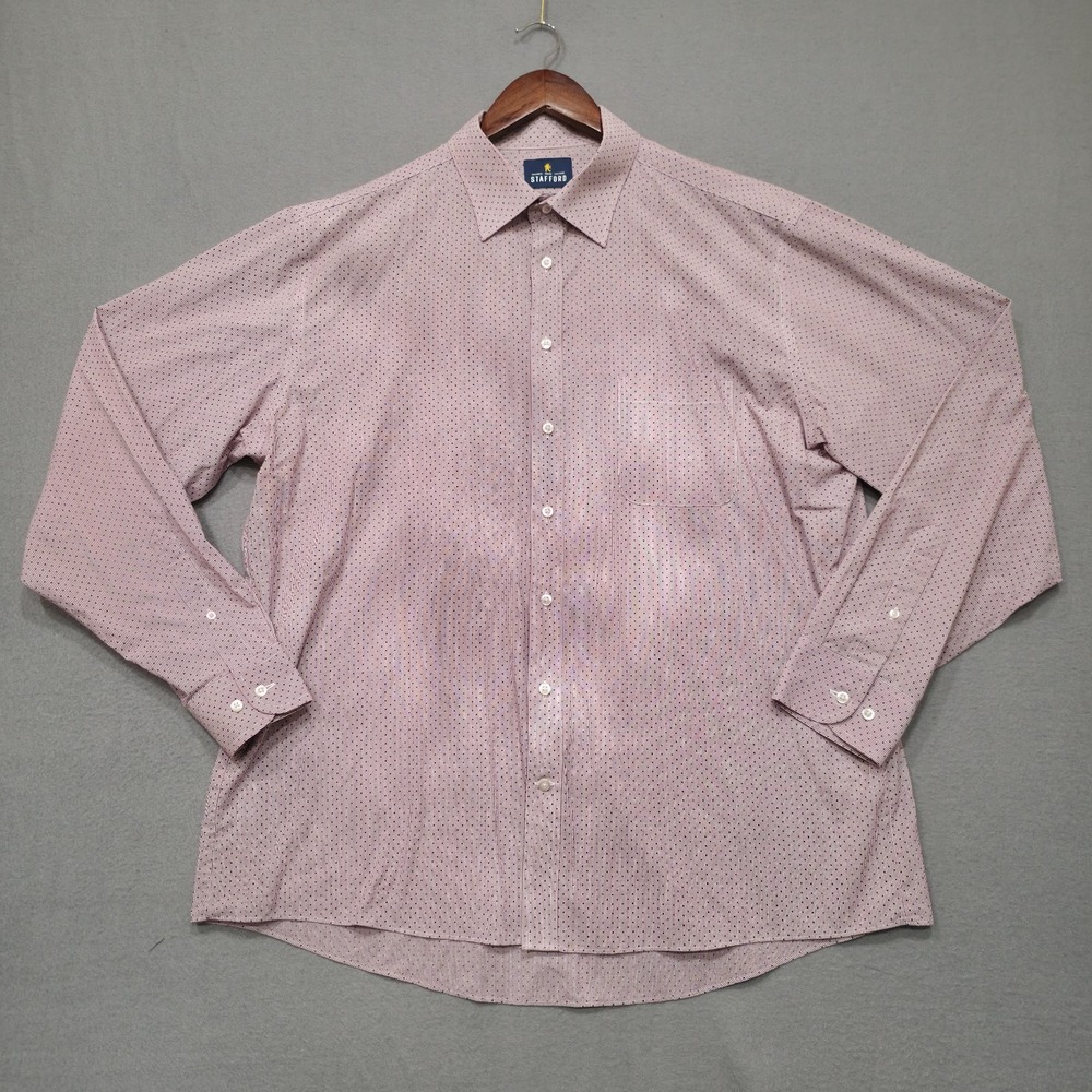Stafford Travel Easy-Care Men's Long Sleeve Dress Shirt Sz 17.5-36-37
